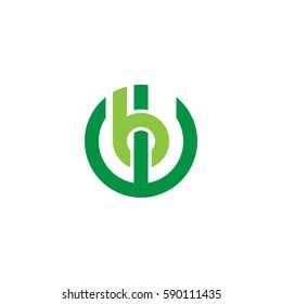 initial letter logo wb, bw, b inside w rounded lowercase green flat