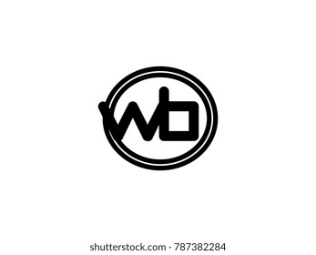 Initial letter logo wb lowercase in a black oval circle