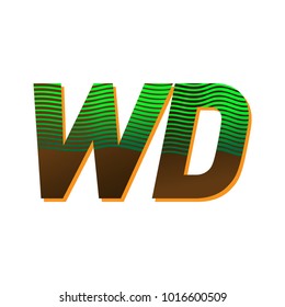 initial letter logo WD colored green and brown with striped composition, Vector logo design template elements for your business or company identity