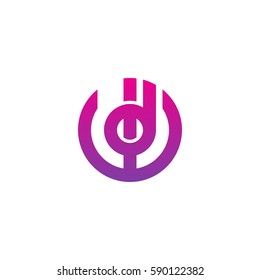 initial letter logo wd, dw, d inside w rounded lowercase purple pink
