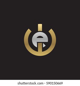 initial letter logo we, ew, e inside w rounded lowercase logo gold silver