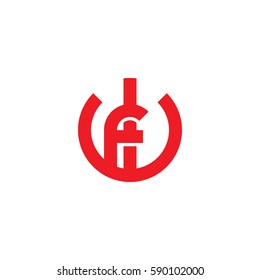 initial letter logo wf, fw, f inside w rounded lowercase red flat