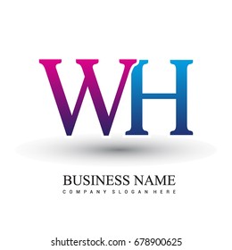 initial letter logo WH colored red and blue, Vector logo design for your business or company identity.