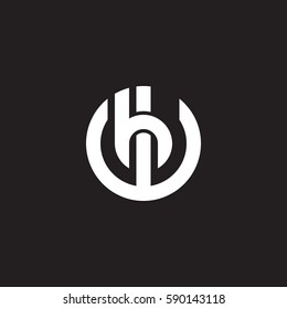initial letter logo wh, hw, h inside w rounded lowercase white black background