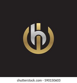 initial letter logo wh, hw, h inside w rounded lowercase logo gold silver