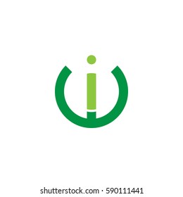 initial letter logo wi, iw, i inside w rounded lowercase green flat