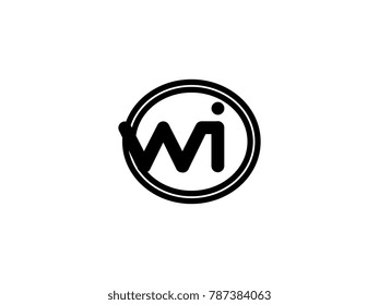 Initial letter logo wi lowercase in a black oval circle