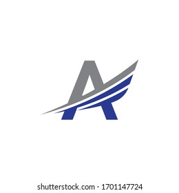 initial letter a logo wing