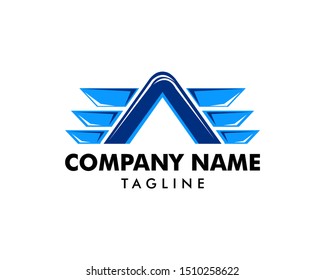 Initial Letter Logo A with wing Template Design Vector