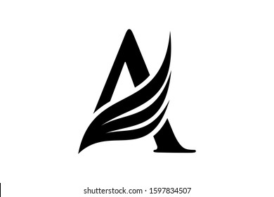 Initial letter A logo and wings symbol. Wings design element,  initial Letter A logo Icon, Initial Logo Template
