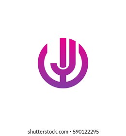 initial letter logo wj, jw, j inside w rounded lowercase purple pink