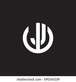initial letter logo wj, jw, j inside w rounded lowercase white black background