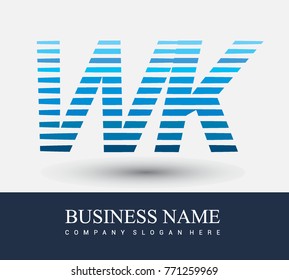 initial letter logo WK colored blue with striped compotition, Vector logo design template elements for your business or company identity
