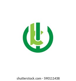 initial letter logo wk, kw, k inside w rounded lowercase green flat