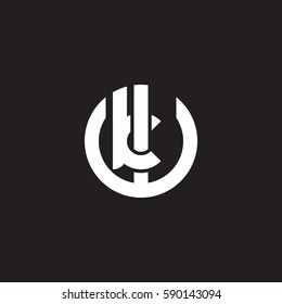 initial letter logo wk, kw, k inside w rounded lowercase white black background