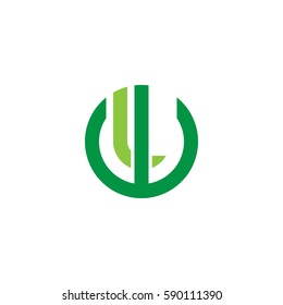 initial letter logo wl, lw, l inside w rounded lowercase green flat