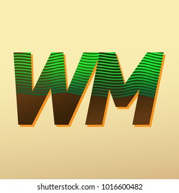 initial letter logo WM colored green and brown with striped composition, Vector logo design template elements for your business or company identity