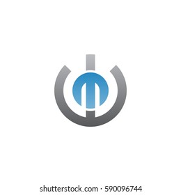 initial letter logo wm, mw, m inside w rounded lowercase blue gray