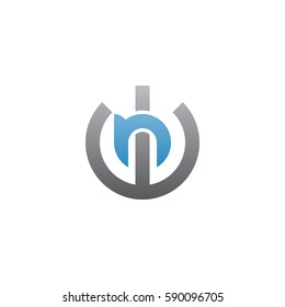 initial letter logo wn, nw, n inside w rounded lowercase blue gray