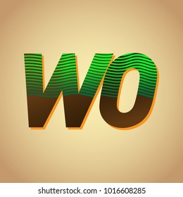 initial letter logo WO colored green and brown with striped composition, Vector logo design template elements for your business or company identity
