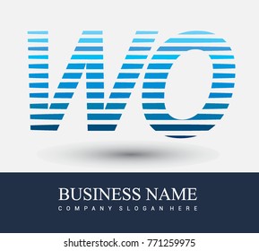 initial letter logo WO colored blue with striped compotition, Vector logo design template elements for your business or company identity
