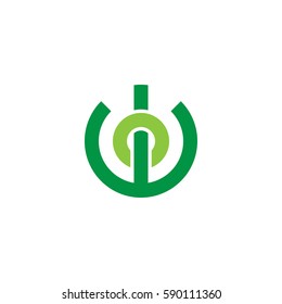 initial letter logo wo, ow, o inside w rounded lowercase green flat