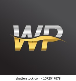 initial letter logo WP company name gold and silver color swoosh design. vector logotype for business and company identity.