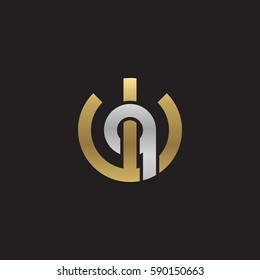 initial letter logo wq, qw, q inside w rounded lowercase logo gold silver