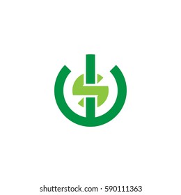 initial letter logo ws, sw, s inside w rounded lowercase green flat