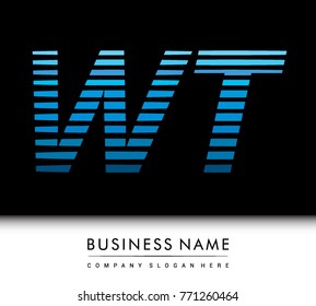 initial letter logo WT colored blue with striped compotition, Vector logo design template elements for your business or company identity
