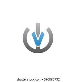 initial letter logo wv, vw, v inside w rounded lowercase blue gray