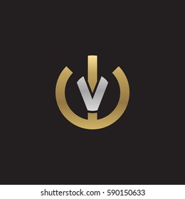 initial letter logo wv, vw, v inside w rounded lowercase logo gold silver