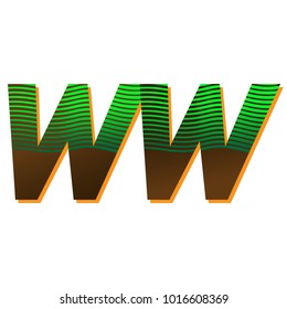initial letter logo WW colored green and brown with striped composition, Vector logo design template elements for your business or company identity