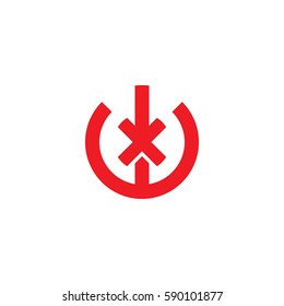 initial letter logo wx, xw, x inside w rounded lowercase red flat