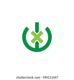 initial letter logo wx, xw, x inside w rounded lowercase green flat