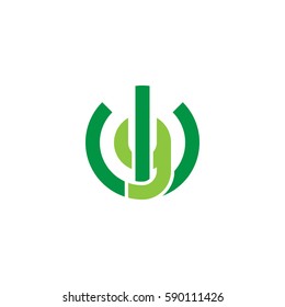 initial letter logo wy, yw, y inside w rounded lowercase green flat