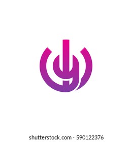 initial letter logo wy, yw, y inside w rounded lowercase purple pink