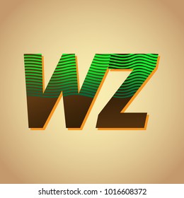 initial letter logo WZ colored green and brown with striped composition, Vector logo design template elements for your business or company identity