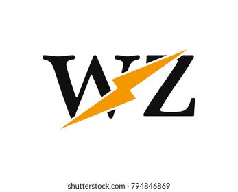Initial letter logo wz lowercase thunder vector design