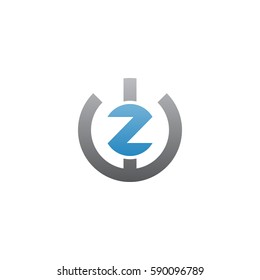 initial letter logo wz, zw, z inside w rounded lowercase blue gray