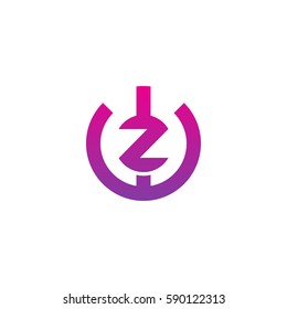 initial letter logo wz, zw, z inside w rounded lowercase purple pink