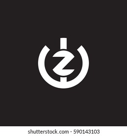 initial letter logo wz, zw, z inside w rounded lowercase white black background