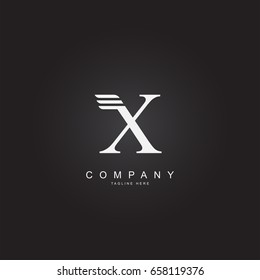 Initial Letter Logo X with wing Template Design Vector  . Alphabet Logo .