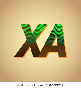 initial letter logo XA colored green and brown with striped composition, Vector logo design template elements for your business or company identity