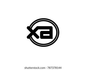 Initial letter logo xa lowercase in a black oval circle