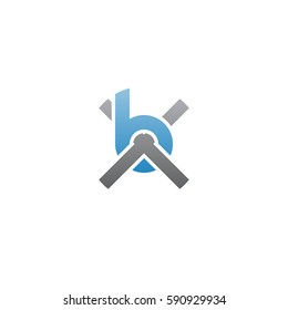 initial letter logo xb, bx, rounded lowercase blue gray