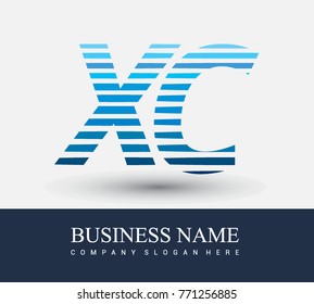initial letter logo XC colored blue with striped compotition, Vector logo design template elements for your business or company identity
