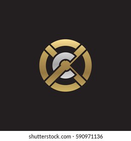 initial letter logo xc, cx, c inside x rounded lowercase logo gold silver