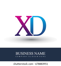 initial letter logo XD colored red and blue, Vector logo design for your business or company identity.