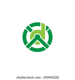 initial letter logo xd, dx, d inside x rounded lowercase green flat
